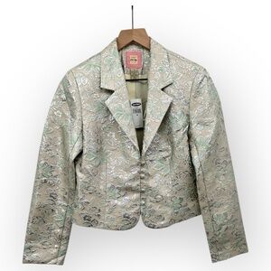 Vintage Y2K NWT Old Navy Brocade Floral Metallic Collared Jacket 2005 DEADSTOCK